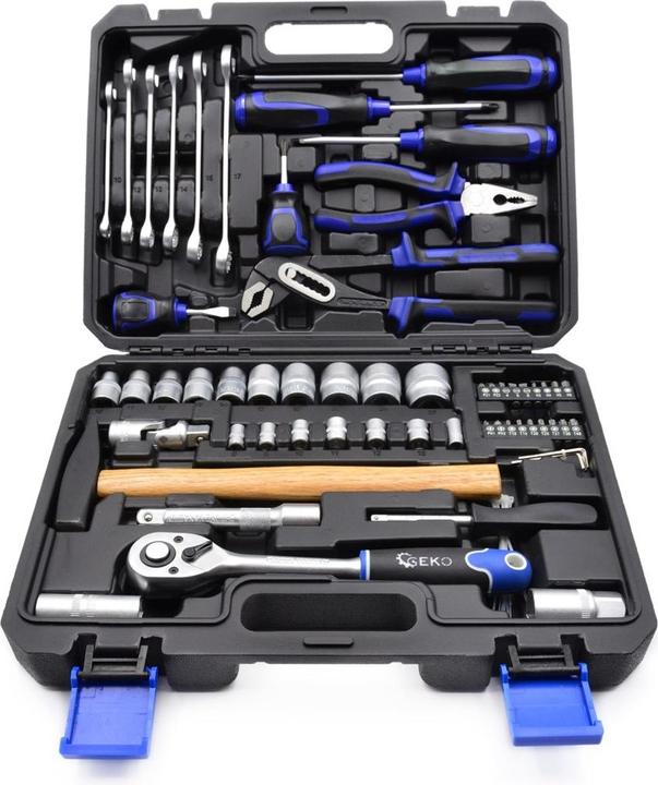 GEKO 66-piece tool set tool case, hammer, pliers, spanner, screwdriver