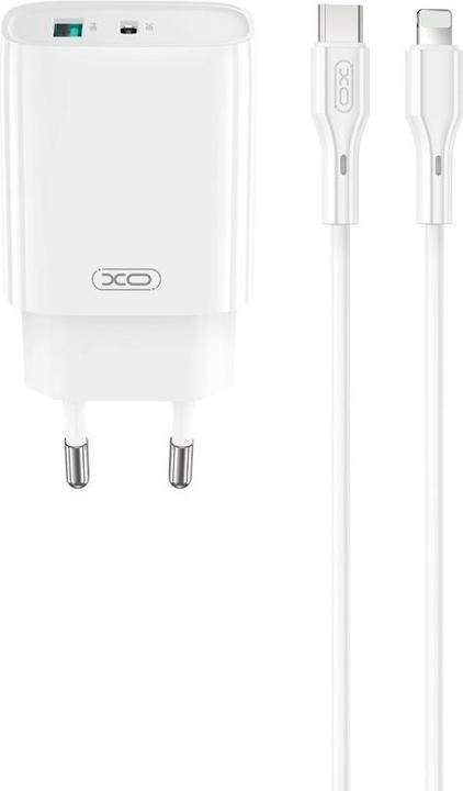Image du produit xO chargeur mural CE29 PD 20W 1x USB-C 1x USB blanc + câble USB-C - Lightning (20 W)