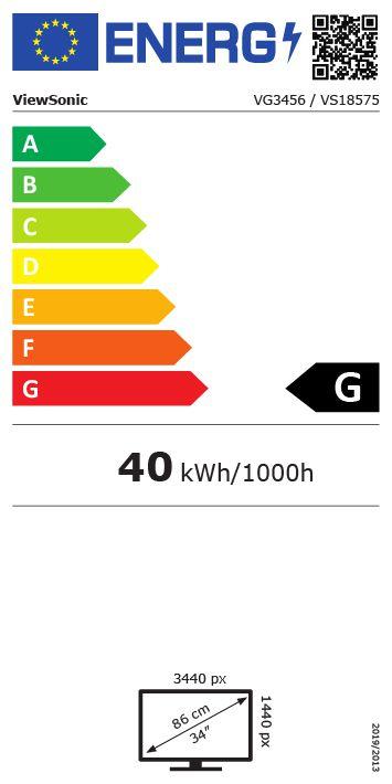 Energy Label Viewsonic VG3456 (3440 x 1440 pixels, 34.10")