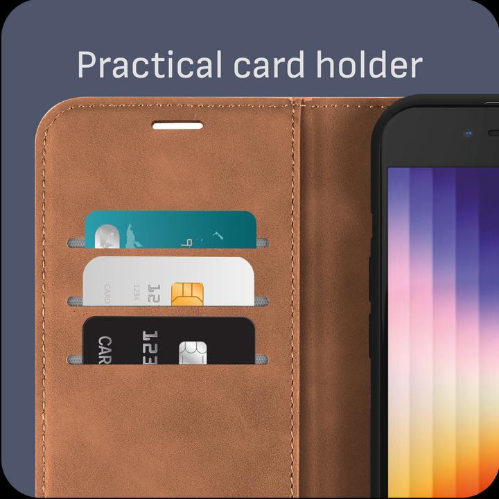 Actual product image Cazy Premium wallet case for iPhone SE 2022, magnetic wallet case, card slots, stand - (Apple iPhone SE (3rd Gen))