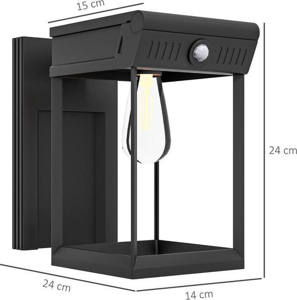 Immagine prodotto Swisshandel24 Applique solare LED luce da giardino bianco caldo sensore di luce regolabile IP44 nero (160 lm, IP44)