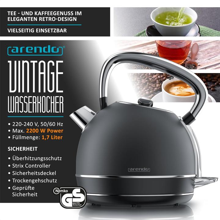 Produktbild Arendo Vintage Wasserkocher mit Temperatureinstellung (1.70 l)