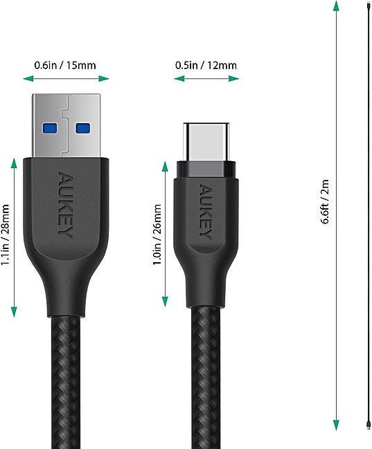 Productafbeelding Aukey Cb-Ac2 (2 m, USB 3.1, 15 W)