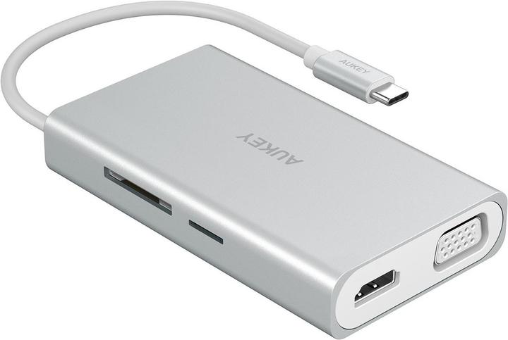 Actual product image Aukey CB-C55 Multiport -C Hub Silver (USB-C, 6 ports)