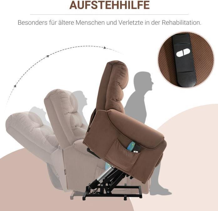 Actual product image Swisshandel24 Reclining chair, electric massage function, remote control, heating, reclining function, polyester