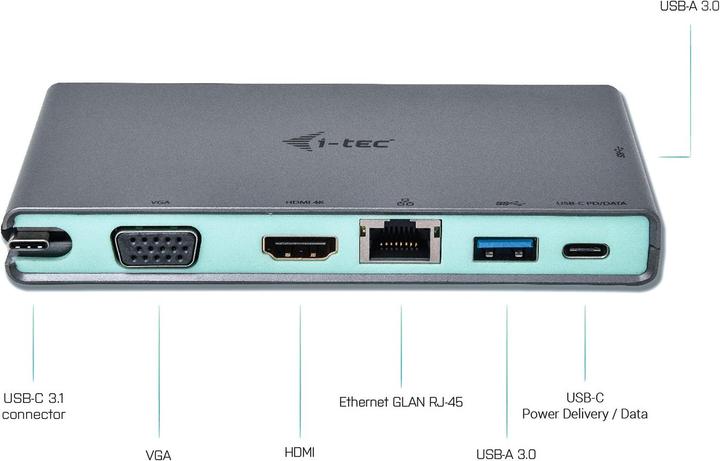 Actual product image i-tec USB-C 4K Travel Dock (USB-A, USB-C, 2 Ports)