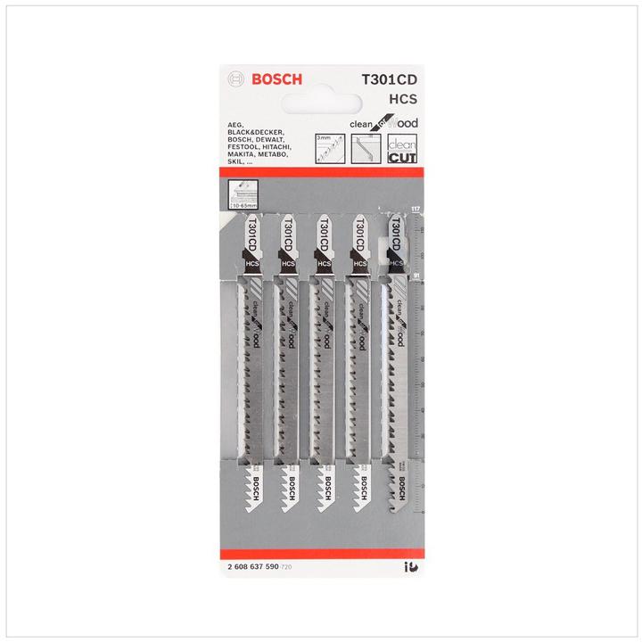 Produktbild Bosch Professional Zubehör Stichsägeblatt T 301 CD Clean for Wood, 5er-Pack