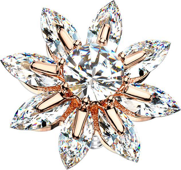 Star Piercing Dermal Anchor rosegold grosse Kristallblume (Messing, Chirurgenstahl 316L)