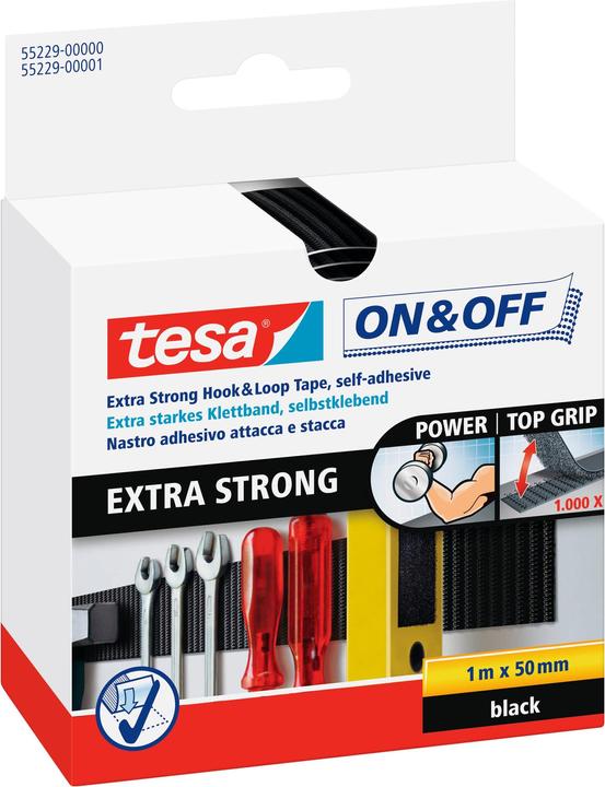 tesa Bande auto-agrippante On&Off, bandes auto-agrippantes (50 mm)