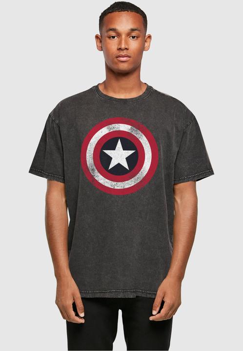 Actual product image Absolute Cult Avengers - Captain America Distressed Shield Acid Washed Oversize Tee - 114967 (XS)