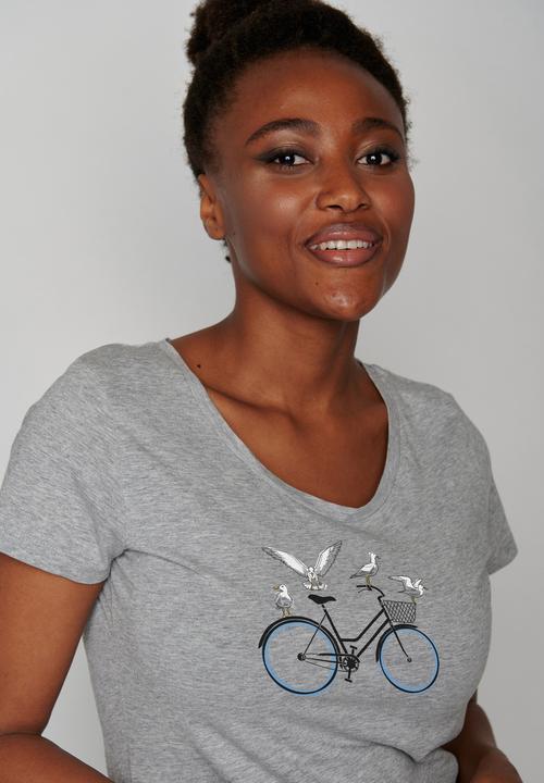 Actual product image Greenbomb Women's Bike Seagulls Loves T-Shirt (L)