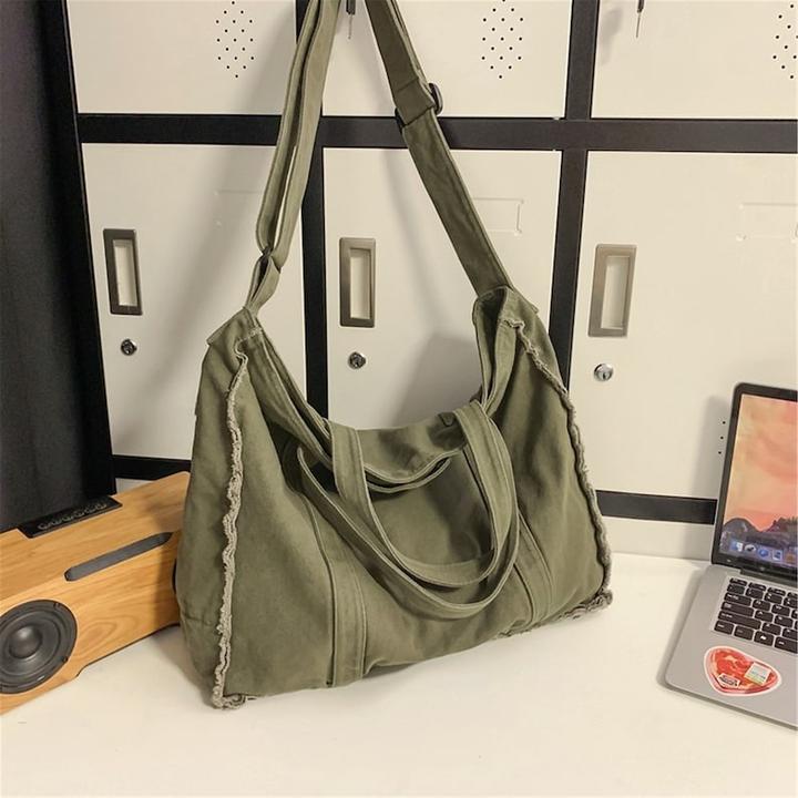Produktbild Only-Bags.Store Einfache Canvas Tote Umhängetasche, einfache Umhängetasche, raue Kante Canvas Tasche, Student