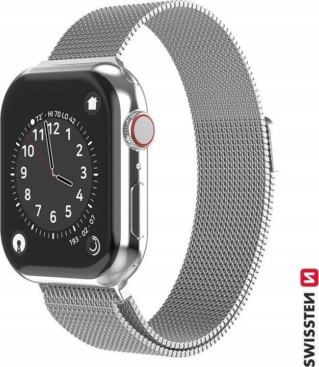Actual product image Swissten Mesh band for apple watch 42-44 mm silver (42 mm, 44 mm, Stainless steel)