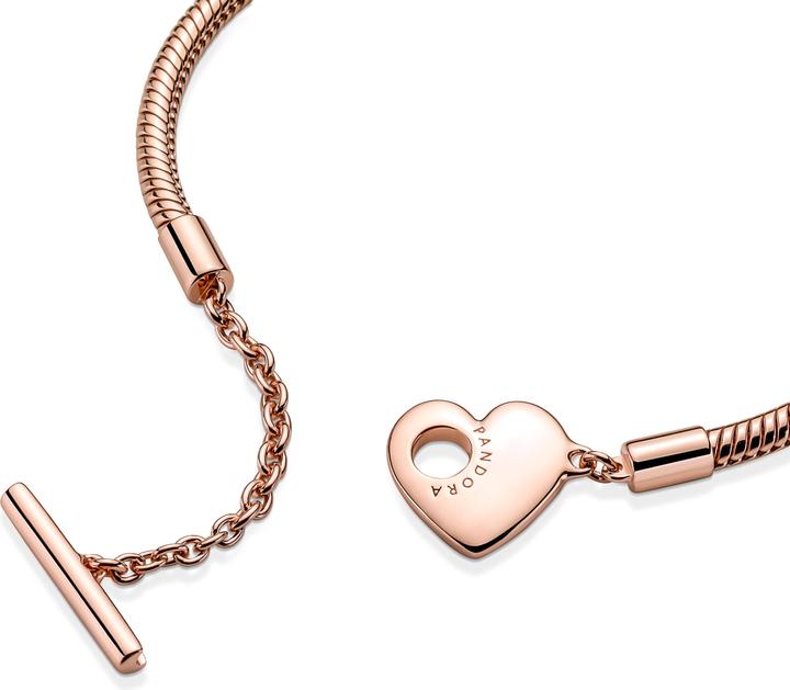 Immagine prodotto Pandora Bracciale Snake Chain T-Bar Heart (18 cm, Metallo, placcato oro rosa)