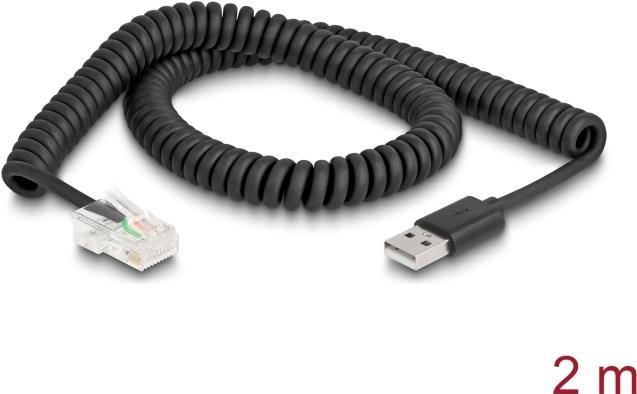 Produktbild Delock RJ50 zu USB 2.0 Typ-A Barcode Scanner Spiralkabel 2 m