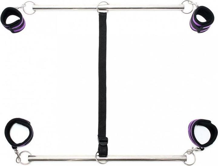 Actual product image Rimba Bondage Double Spreader Bar with Cuffs Violet-Black