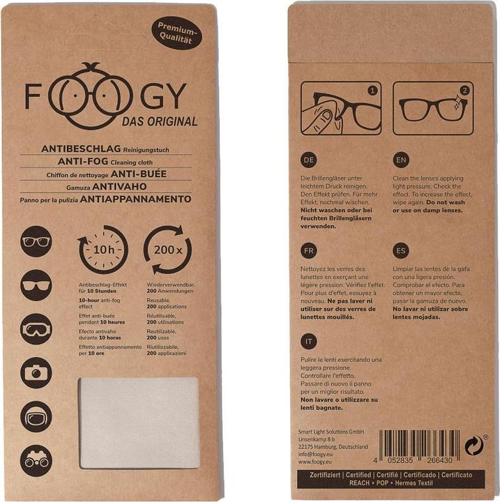 Produktbild Foogy Antibeschlag- und Reinigungstuch