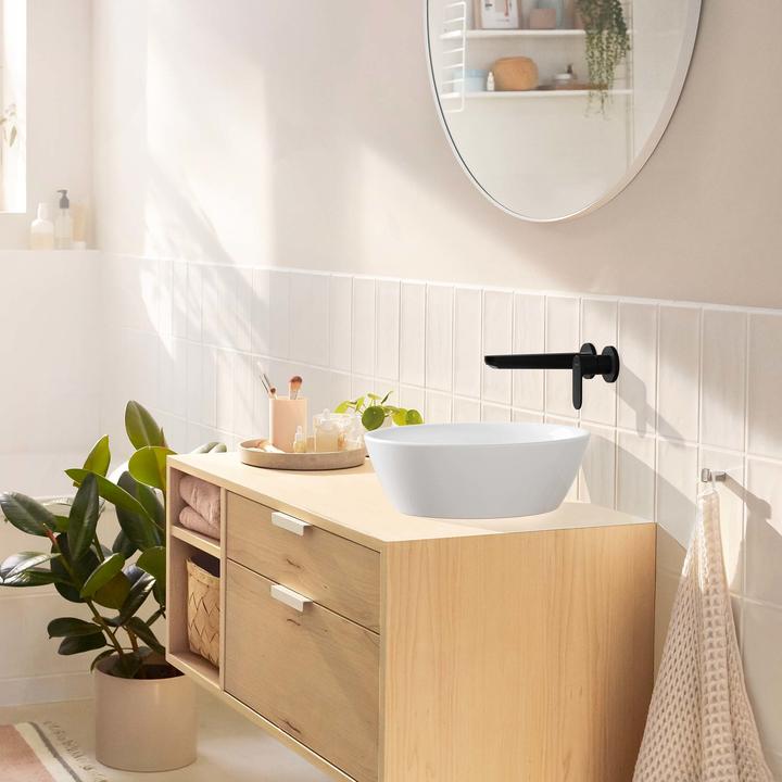 Produktbild hansgrohe HG 2-Loch Waschtischarmatur Rebris S UP f Wd-mon m Auslauf 205mm mattschwarz