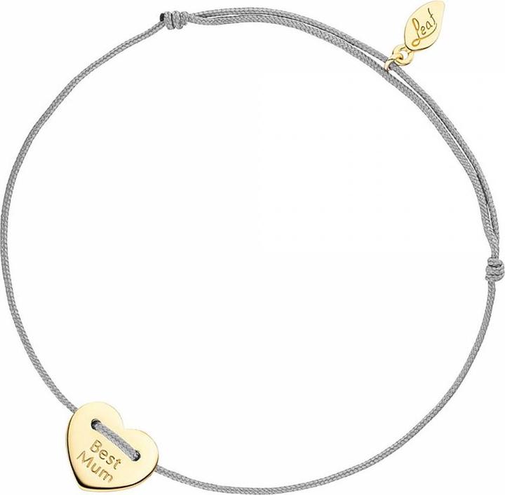 Armband BEST MUM, 14 K Gelbgold, Grau (0.90 cm, Synthetikband, 14K Gelbgold (585) poliert)