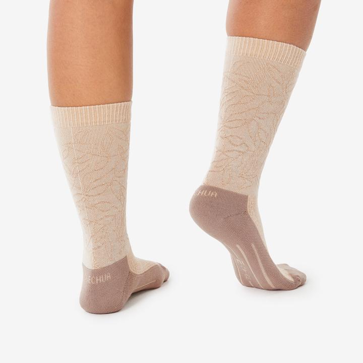 Quechua Wandersocken hoch Lyocell & Leinen 2 Paar Hike 100 Lime & Flore (39, 42)