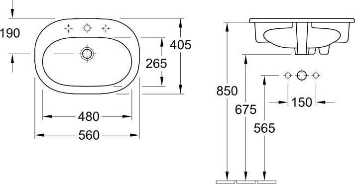 Immagine prodotto Villeroy & Boch O.novo lavabo da incasso 56 cm bianco 41615601 (400 mm, 560 mm)