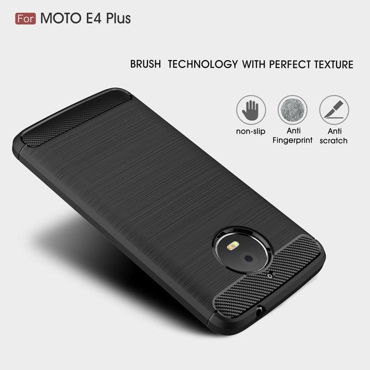Produktbild König Design Motorola Moto E4 Plus TPU Case Carbon Fiber Optik Brushed Schutz Hülle Blau Neu (Motorola Moto E4 Plus)