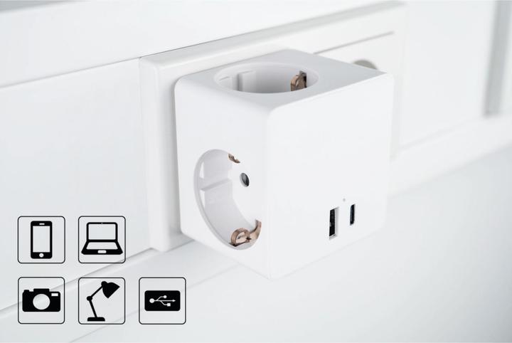 Actual product image Good Connections Kabelmeister socket cube 3x Schuko socket, USB-C (20W, PD3.0), USB-A, white (3 x, CEE 7/3)