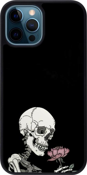 Actual product image PhoneLook Coque Silicone rigide noir Halloween 2023 rose and skeleton (Apple iPhone 12)