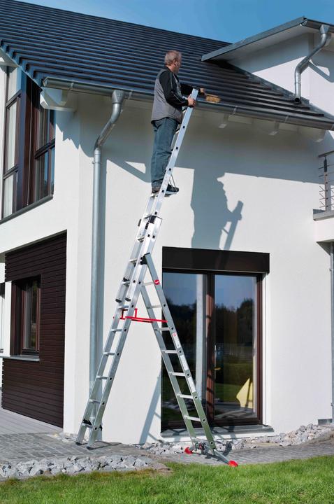 Actual product image Hailo S100 ProfiLOT, aluminium combination ladder 3-section, 2x9 + 1x8 rungs (Stepladder, 19 cm)