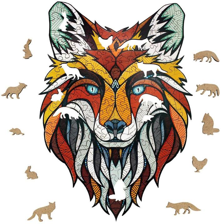 Actual product image Eco Wood Art Wooden-Puzzle M - Fox (In a wooden box) (141 pieces)