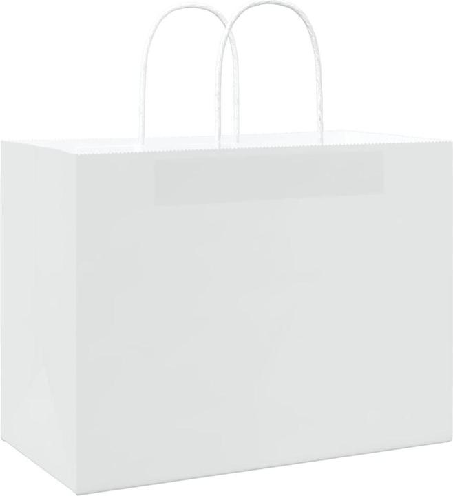 Produktbild VidaXL Kraftpapiertüten 50 Stk. mit Henkel Weiss 32x17x25 cm Papiertüte (Geschenktüte, 50 x)