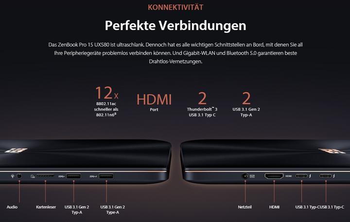 Produktbild ASUS ZenBook Pro 15 UX580GD-BN008T (15.60", Intel Core i7-8750H, 16 GB, 512 GB, CH)