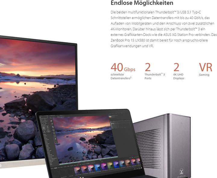Produktbild ASUS ZenBook Pro 15 UX580GD-BN008T (15.60", Intel Core i7-8750H, 16 GB, 512 GB, CH)