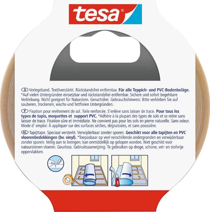Produktbild tesa Verlegeband REMOVABLE, doppelseitiges Klebeband, rückstandsfrei entfernbar (50 mm)
