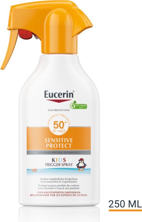 Actual product image Eucerin SUN Kids Sensitive Protect Trigger Spray SPF 50+ (Sun spray, SPF 50+, 250 ml, 306 g)