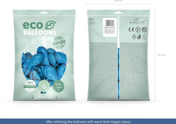 Produktbild Partydeco Öko-Luftballons 30 cm Pastell, Hellblau (1 Pck (100 x)