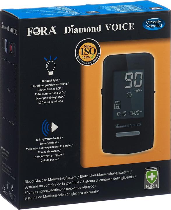 Actual product image Fora Diamond VOICE with voice guidance DE/EN mmol/L (Glucose monitors)