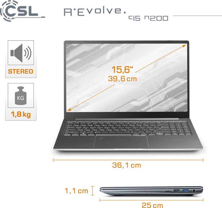 Produktbild CSL Notebook R'Evolve C15 v3 32GB 1000GB Windows 11 Pro (15.60", 32 GB, 1000 GB, DE)