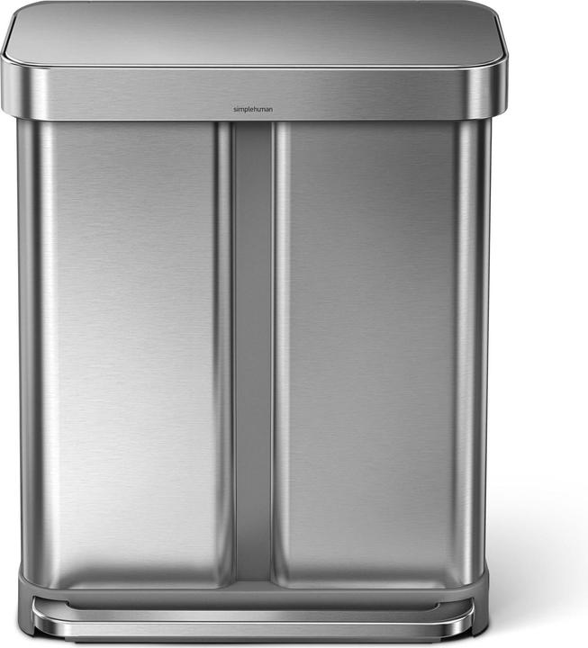 Produktbild Simplehuman Abfalleimer Doppelkammer 58 l, Silber gebürstet (58 l)