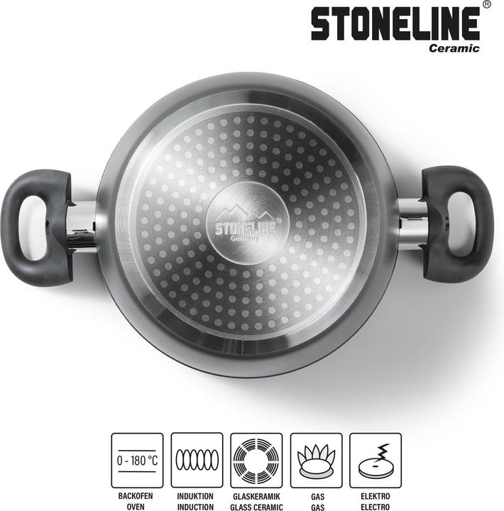 Actual product image Stoneline CERAMIC cookware set, 6 pcs. with glass lids (20 cm, Pan set + pot set, Aluminium)