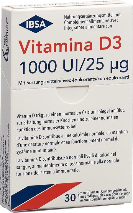 Vitamina D3 Schmelzfilm 1000 I.U. 30 Stk (30 Stück, 25 g)