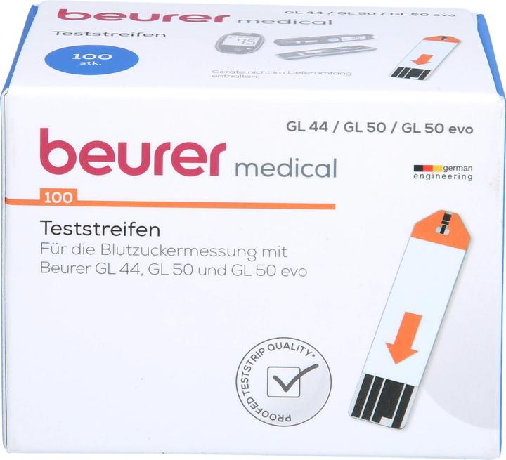 Produktbild Beurer GL 44 / GL 50 / GL 50 evo Blutzuckerteststreifen, 100 St. Teststreifen (Teststreifen)