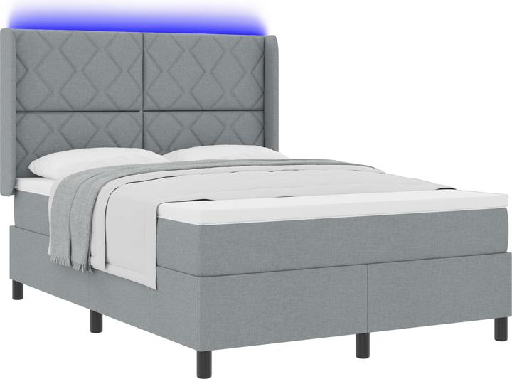 Actual product image VidaXL LED box spring bed with mattress light grey 160x200 cm fabric (160 x 200 cm, Spring core)