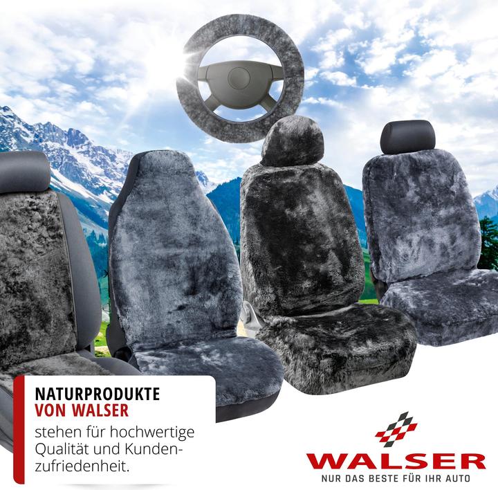 Produktbild Walser Autositzbezug Maya aus Lammfell, PKW-Schonbezug Einzelsitz, Lammfellbezug schwarz