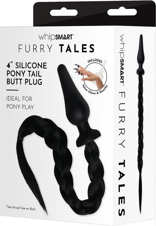 Produktbild Xgen Products Furry Tales - 4 Inch Silicone Pony Tail Butt Plug (Black Plait)