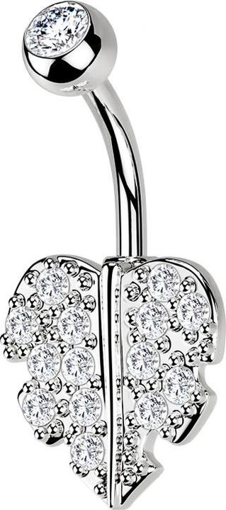 Star Piercing Banane silber Herzblatt mit Kristallen (Chirurgenstahl 316L, Messing)