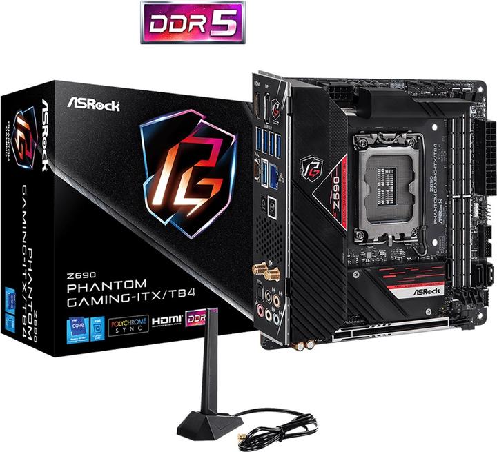 Produktbild AsRock Z690 Phantom Gaming-ITX/TB4 (LGA 1700, Intel Z690 (DDR5), Mini-ITX)