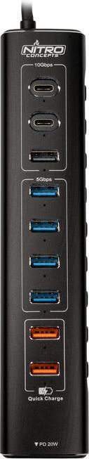 Actual product image Nitro Concepts UH1, 10-port hybrid USB hub, USB 3.2 (10 Ports)