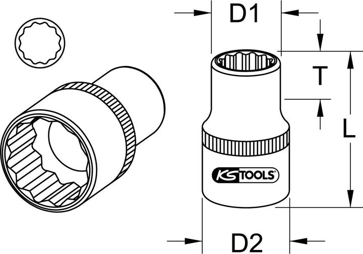 Produktbild KS Tools 1/2" CHROMEplus 12-Kant-Stecknuss (33 mm)