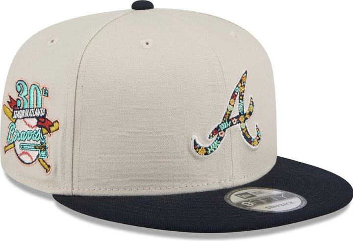 Actual product image New Era 9Fifty Snapback Cap - FLORAL Atlanta Braves stone